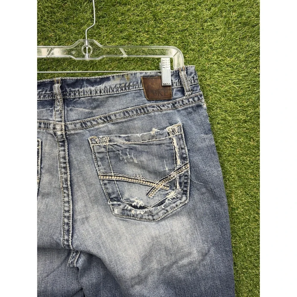 BKE Jeans Mens 38x30 Seth Straight Leg Affliction Y2K Medium Wash Distressed